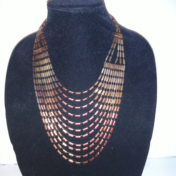 Layered Red Gold Necklace - Picture 8 of 10
